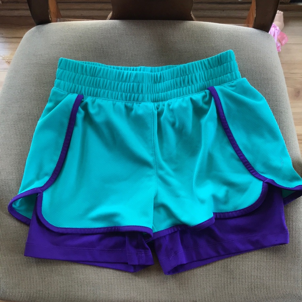 Teal and purple girl athletic shorts